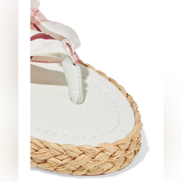 Zimmerman White Scarf Tie Leather-trimmed Printed Silk-twill Espadrille Sandals - Picture 3 of 5